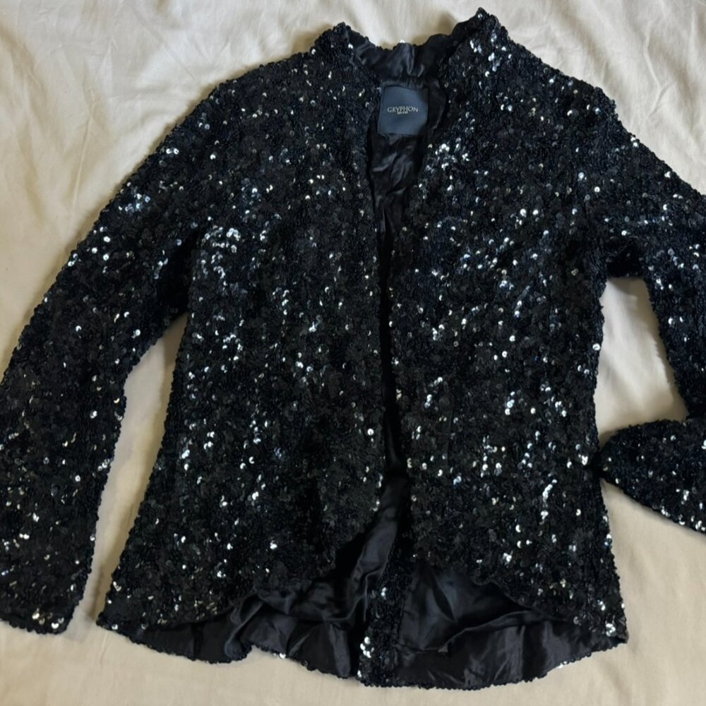 GRYPHON - Dark blue, silk, sequined jacket